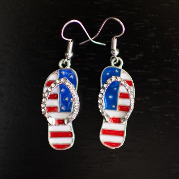 United States of America Shoe, Sandal Earrings American Flag, USA 4th of July - - Picture 9 of 10